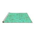 thumbnail image 2 of Ahgly Company Machine Washable Indoor Round Oriental Turquoise Blue Traditional Area Rugs, 6' Round, 2 of 4