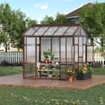 thumbnail image 7 of 6x8 FT Walk-in Wooden Greenhouse – Heavy-Duty Cedar Frame, 6mm Polycarbonate Panels, Ventilated Window, Lockable Door, Outdoor Greenhouse for Backyard & Patio, 7 of 7