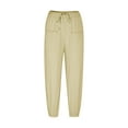 thumbnail image 6 of HomeGardon Women's Casual Lantern Tapered Harem Pants Summer Basic Baggy Slacks with Pocket Loose Fit Style Flax Ankle Trousers Womens Summer Capris,S-3XL, 6 of 8