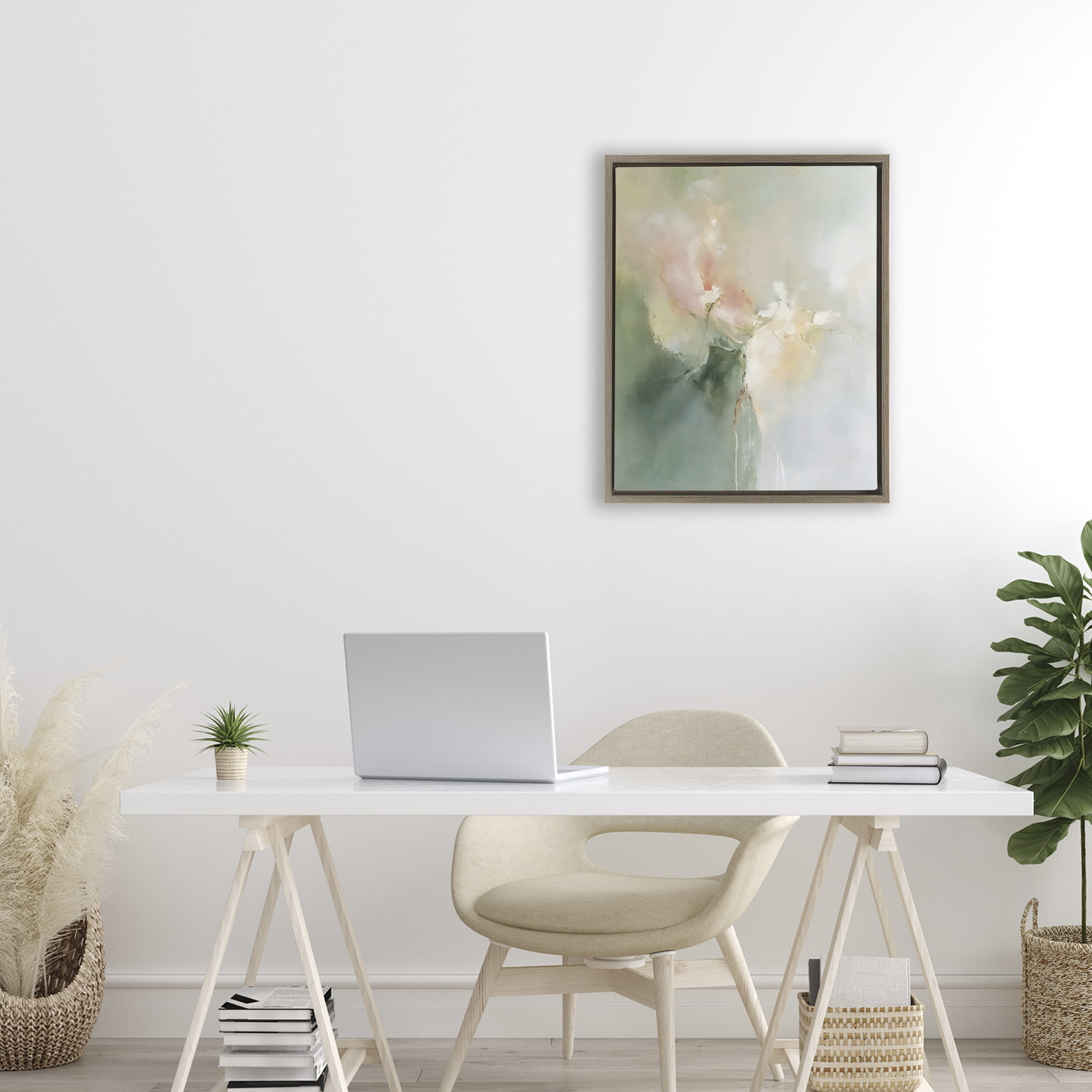 Stupell Industries Ethereal Brushwork Abstraction Brown Framed Floater Canvas Wall Art, design by Riley B