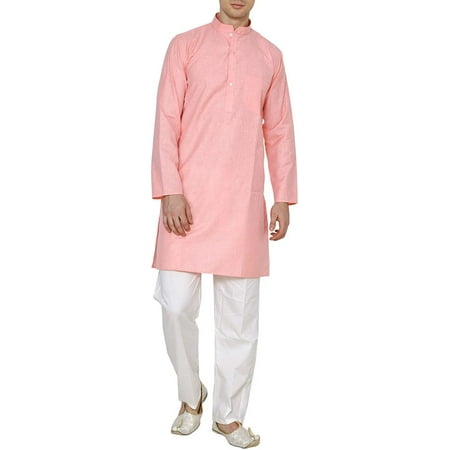 

Royal Men s Pink Linen Cotton Kurta Pyjama Set For Comfort Wear
