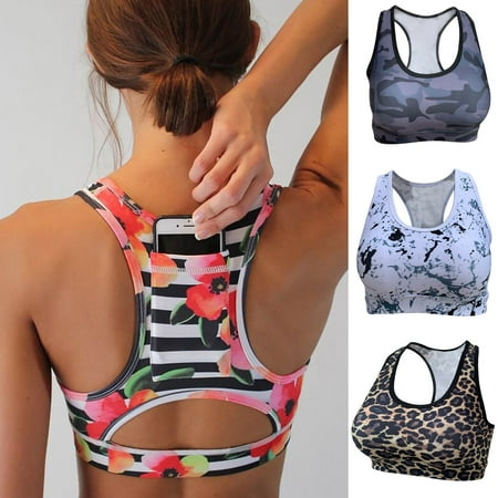 

Yubatuo Lingerie for Women Back Pocket Portable Mobile Yoga Shockproof Yoga Running Bra