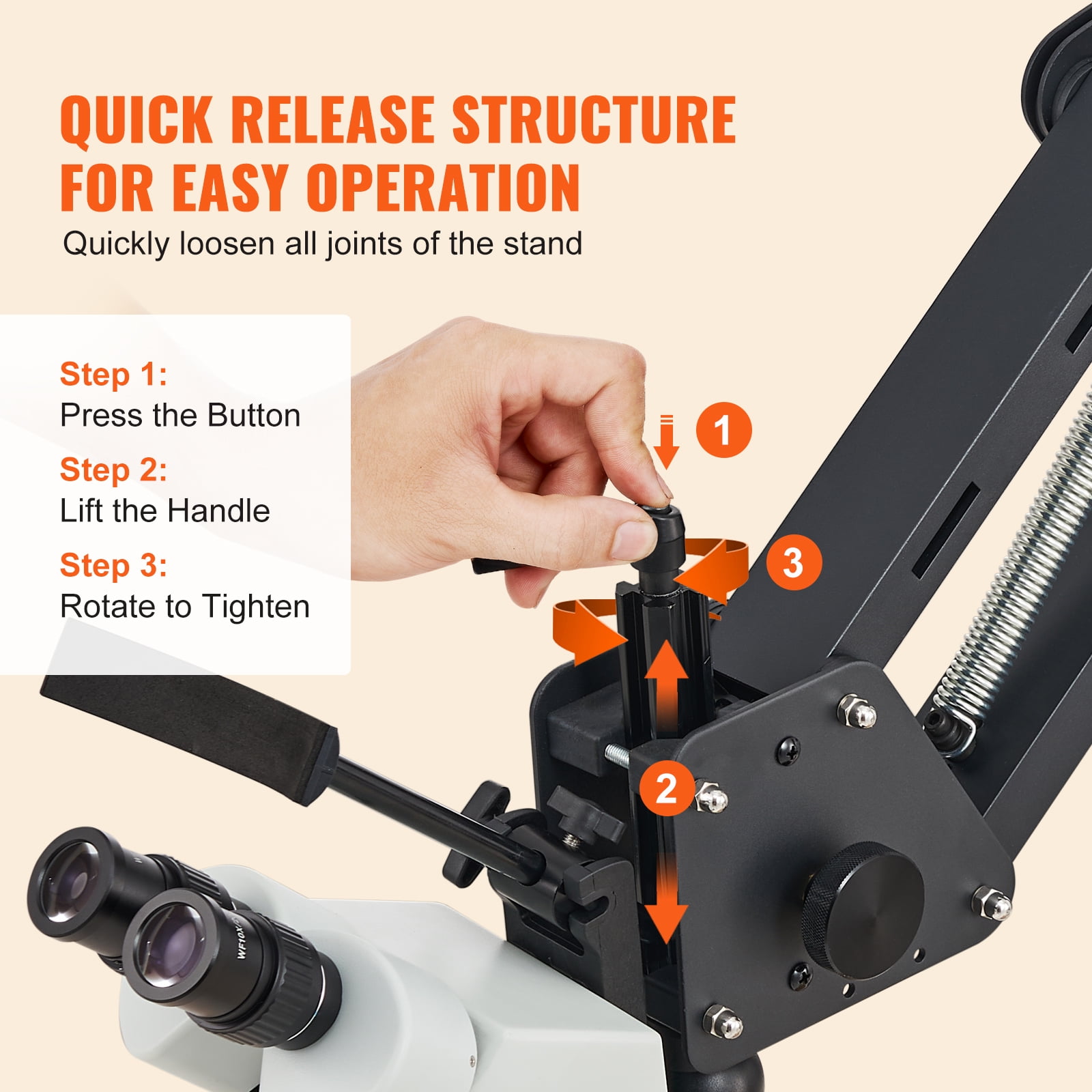KFFKFF Multi-Directional Microscope with Adjustable Spring Bracket Jewelry Inlay Stand,Precision Work,7X-45X Magnification, 18.3 x 6.9 x 18.7 in