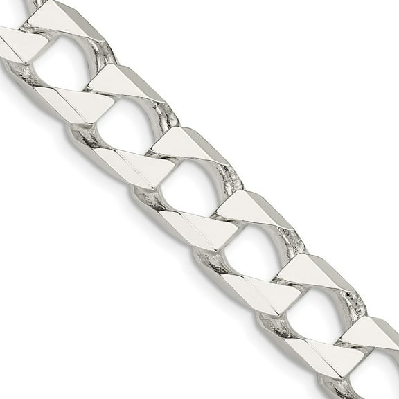 Auriga 925 Sterling Silver 10.3 mm Flat Open Curb Chain Necklace for Men 20"