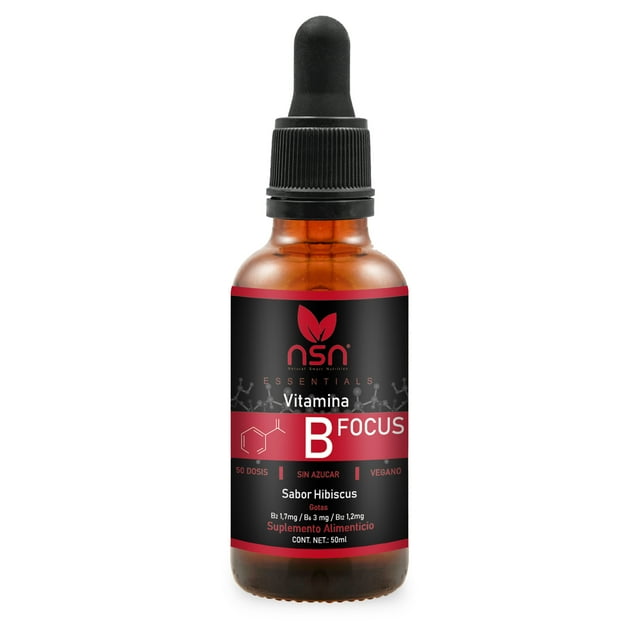 Vitamina B Focus Natural SmartNutrition Complejo B Vitamínico en Gotas 50 ml Sabor a Hibiscus Essentials