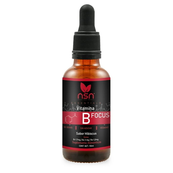 Vitamina B Focus Natural SmartNutrition Complejo B Vitamínico en Gotas 50 ml Sabor a Hibiscus Essentials