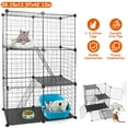 thumbnail image 4 of Zorpupoa  3 Tier Metal Cat Cage Indoor  House Detachable Kitten House Cat Exercise Place for 1-2 Small Medium Cats Blackwith 3 Doors and 2 Ladders, Black, 4 of 13