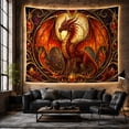 thumbnail image 5 of Medieval Dragon in Stained Glass Circle, Mystical Fantasy for Dragon Lovers, Gothic Wall Art Housewarming Gift Tapestry Wall Hanging for Bedroom, Living Room, 5 of 6