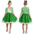 thumbnail image 7 of YiZYiF Girls Christmas Candy Cane Dance Outfit Sequins Tutu Dress with Stripes Short Coat 2Pce Set Green 12, 7 of 7