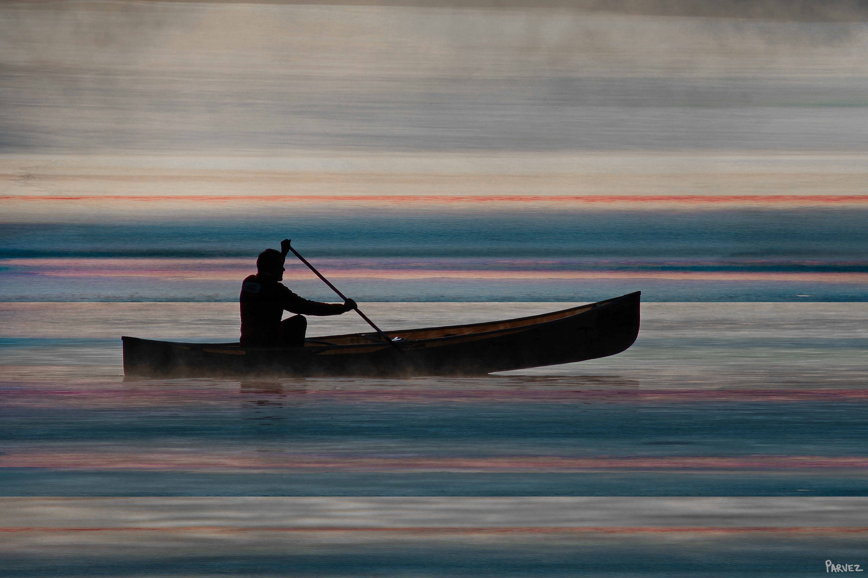 "Canoe on Lake" Painting Print on Wrapped Canvas