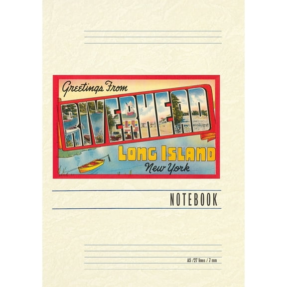 Vintage Lined Notebook Greetings from Riverhead, Long Island, New York, (Paperback)