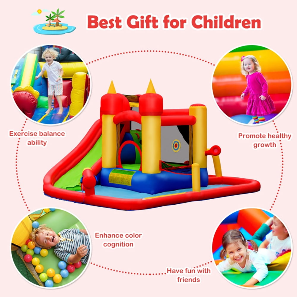 Aimee Lii Inflatable Blow Up Water Slide Bounce House with 740W Blower, Playhouse for Kids Outdoor