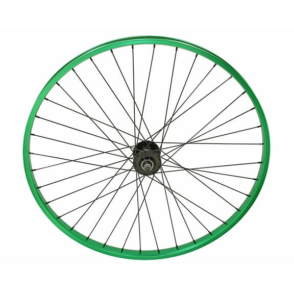 Bike 29 x 30mm Alloy Front Wheel 36 Spoke 14G Green 3/8 Axle Double Wall Green.