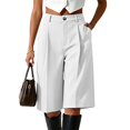 thumbnail image 6 of ManxiVoo Womens High Waist Pleated Shorts Loose Fit with Pockets Straight Casual Work Bottoms, 6 of 6
