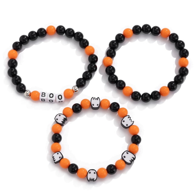Pulseras de Halloween Pulseras con dijes de calabaza fantasma Pulseras de cuentas elásticas para mujeres