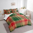 thumbnail image 3 of jejeloiu Vintage Patchwork Checkered 7-Piece Bedding Comforter Set,Abstract Geometric Art King Bedding Sets,Red Green Striped Bed Sheets For Kids,Ultra Soft Home Decor Reversible, 3 of 8