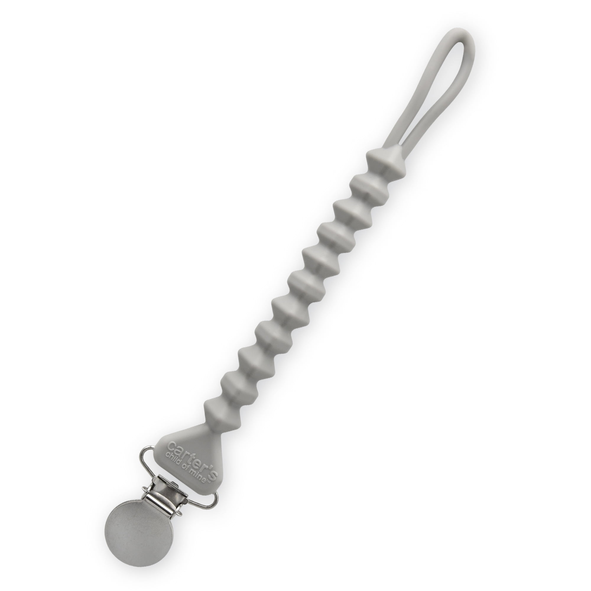 Carter's Child of Mine Baby Unisex Silicone Pacifier Clip, Grey