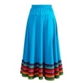 thumbnail image 4 of Umfun Women's Colorful Striped Maxi Skirt Elastic High Waist A-Line Flowy Skirt Summer Vacation Skirt, 4 of 7