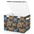 thumbnail image 3 of Butterflies Orange Blue Storage Basket Foldable Laundry Basket Shelf Kids Toy Storage Container Organizer with Handles, 3 of 7