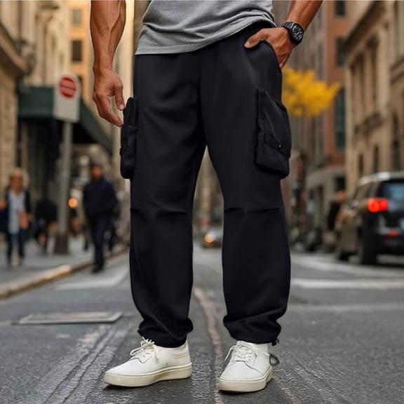 Symoid Work Cargo Pants for Men Fall and Winter Camo Sweatpants for Men Multi Pocket Christmas Gift Black Pantalone De Hombre Size 4XL