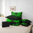 thumbnail image 4 of Erosebridal Futuristic Cubes Bedding Sets Twin Size,Black Green Comforter Sets with Sheets,Geometric Plaid Bed in a Bag Twin size,Microfiber Teenager Bedroom Decor,Reversible,7-Piece, 4 of 6