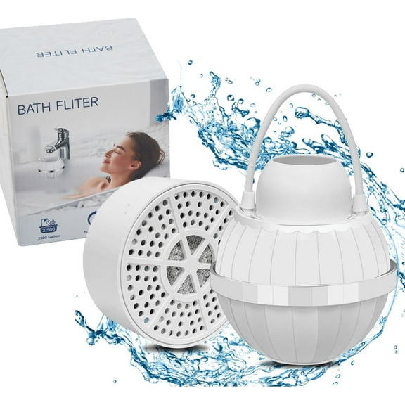 HBK Bath Filter for Tub Faucet with Overflow Cover, 2800-Gallon Capacity Reduces Chlorine & Fluoride, Promotes Healthier Skin, Hair & Nails