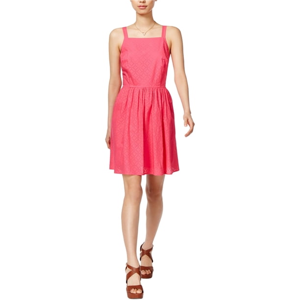 maison Jules Vestido ajustado y acampanado con corte láser para mujer, rosa, mediano