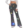 thumbnail image 2 of Ounisa Women's Carnival Flared Pants Flash Shiny Print High Waist Stretchy Comfy Wide Leg Workout Fitness Yoga Leggings, 2 of 5