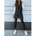 thumbnail image 3 of Women Long Vest Solid Color Sleeveless Hood Winter Puffer Vest Outwear, 3 of 9