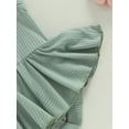 thumbnail image 6 of GXFC Infant Baby Girl Romper Dress Outfits Newborn Girls Sleeveless Sling Solid Ribbed Jumpsuit One Piece Skirt Dress Babysuit with Bow Headband 0-18M, 6 of 8