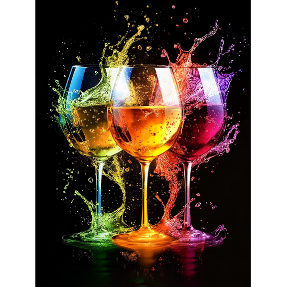 Colorful Wine Splash Canvas Painting， Suitable for Living Room， Dining Room， Bar， Kitchen， and Office Decoration