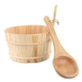 thumbnail image 2 of Natural Wooden Smooth Bucket and Ladle with Handle Bathtub Bucket, 2 of 5