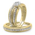 thumbnail image 2 of 0.75 Carat (ctw) 14K Gold Round Cut Diamond Men & Women's Engagement Ring Trio Bridal Set 3/4 CT, 2 of 4