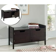 Kings Brand Furniture Wood Storage Bench with Doors, Espresso