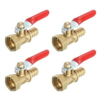 4Pack Brass Water Mini Ball Valve Shut Off Switch, G3/8" Female x 3/8" Hose Barb, 180 Degree