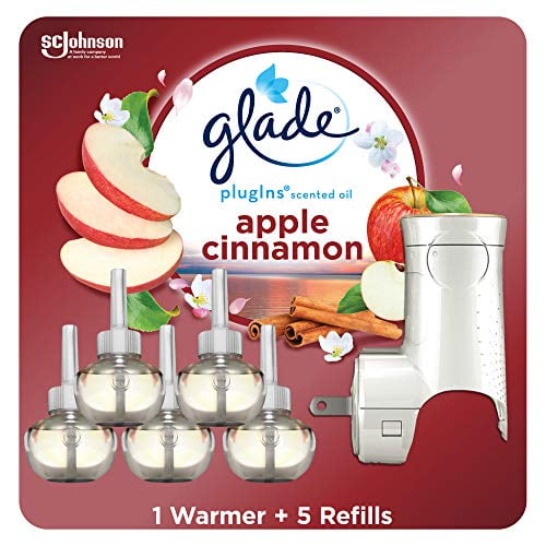 Glade PlugIns Scented Oil Starter Kit Freshener and Refills Apple Cinnamon 6 pc 