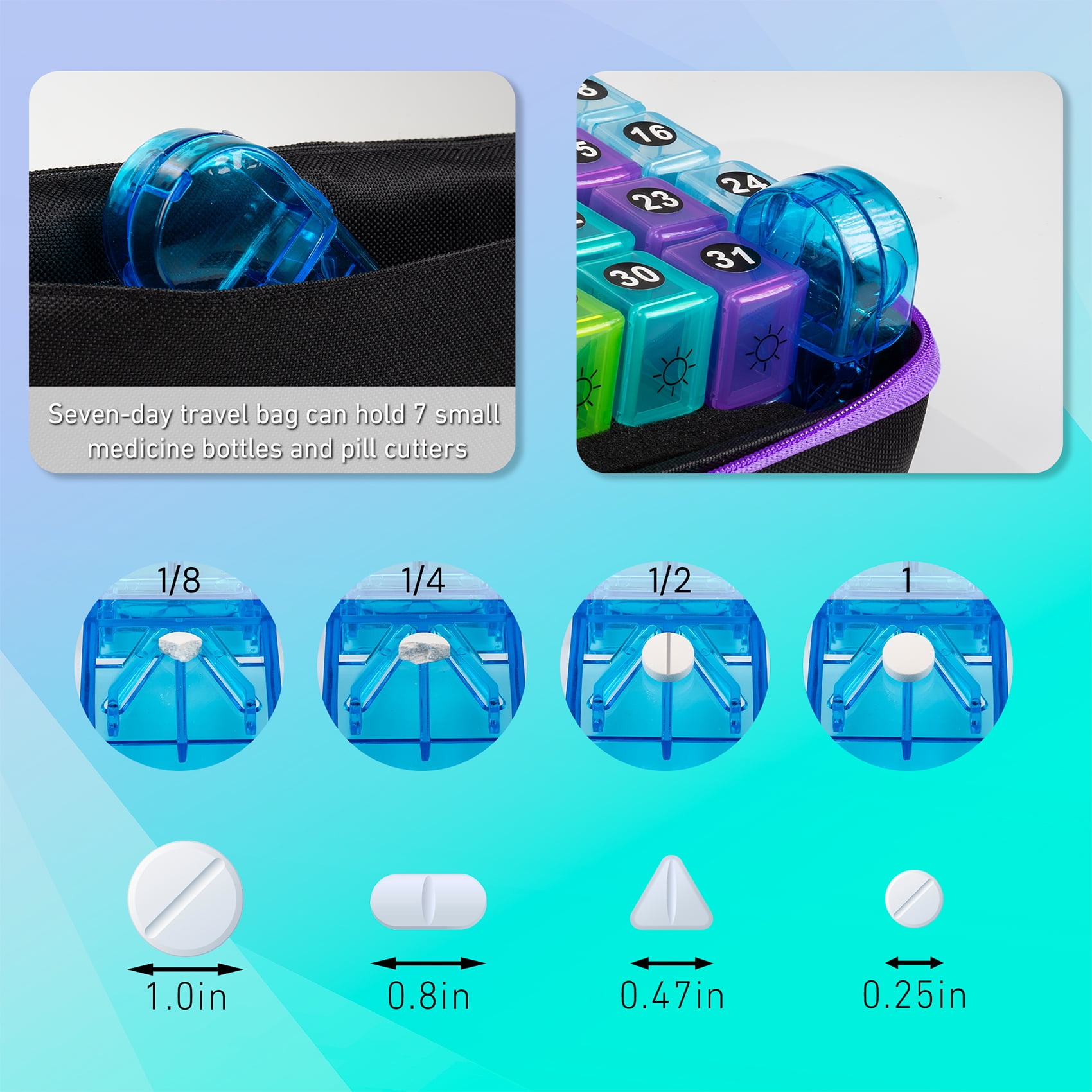 BEFUNZL Monthly Pill Organizer 2 Times a Day, Medicine Organizer Box with Pill Cutter 31 Days Pill Holder