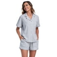thumbnail image 3 of EA'S SECRET Cotton Pajamas for Women Set Soft Short Sleeve Sleepwear Button Down Nightwear Loungewear Pjs Lounge Sets S-XXL(Gray,M), 3 of 7