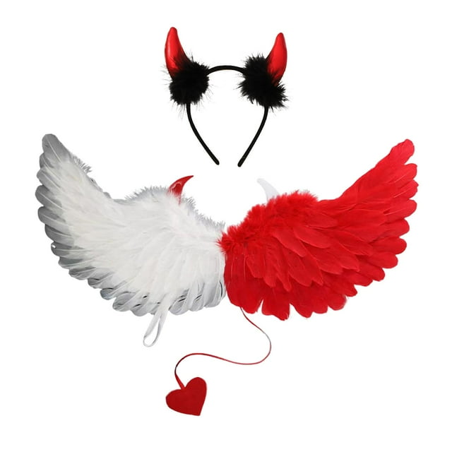 Halloween Devil Costume Set 2Pcs for Masquerade Carnival Pretend Play Props Red White