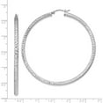 thumbnail image 3 of 925 Sterling Silver Rhodium-plated Diamond Cut 3x60mm Hoop Earrings; for Adults and Teens; for Women and Men, 3 of 3