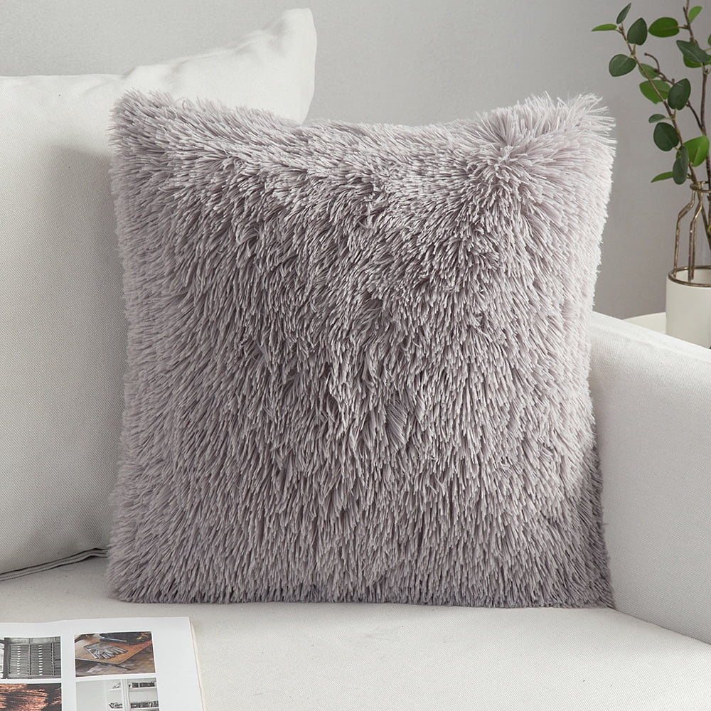 Cloud Vegan Washable Faux Sherpa Fur Pillow in Taupe, Decorative Pillows
