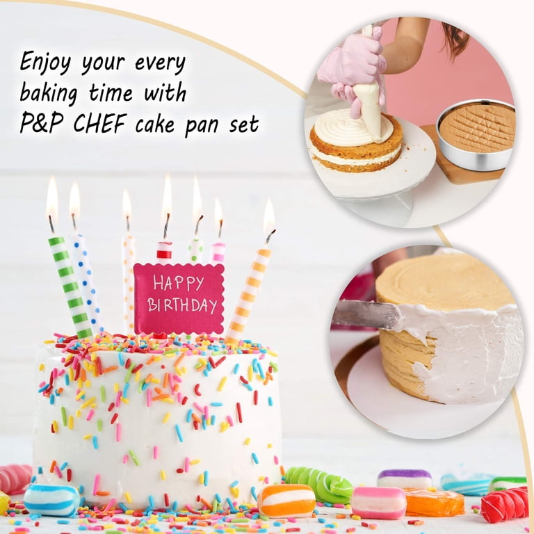 Coliware 3-Piece 8" Stainless Steel Cake Pan Set photo 4