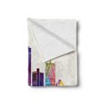 thumbnail image 2 of Detroit Soft Flannel Fleece Blanket, Vibrant Colored Abstract Skyscrapers Modern Architecture Watercolor Style Landmarks, Cozy Plush for Indoor and Outdoor Use, 60" x 80", Multicolor, by Ambesonne, 2 of 6
