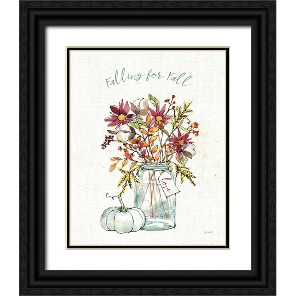 Tavoletti Anne 12x14 Black Ornate Wood Framed with Double Matting Museum Art Print Titled - Festive Foliage II