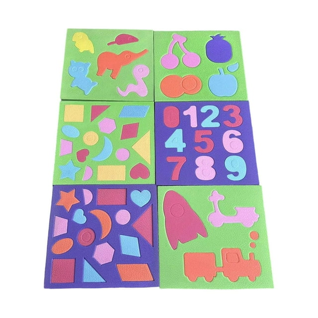 Rompecabezas de 6 piezas, juguete educativo para niños, cognitivo, EVA, tablero reutilizable para combinar formas de animales, rompecabezas para niños