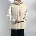 thumbnail image 4 of LpwkSSA Men's Quilted Puffer Vest Full Zip Up With Zippered Pockets Stand Collar Lightweight Causal Sleeveless Jacket Warmth Fall Winter Menswear Tops Beige XXXXL, 4 of 7
