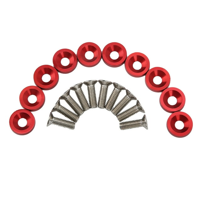 Juego De 10 Kits De Vestir Para Motor De Coche, Pernos De Capó M6, Arandelas Rojas, Mantenimiento De Modificación
