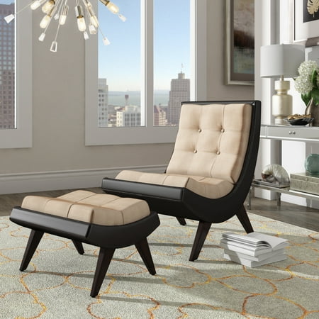Occasional Chair - Weston Home Tufted Occasional Chair and Ottoman, Taupe
