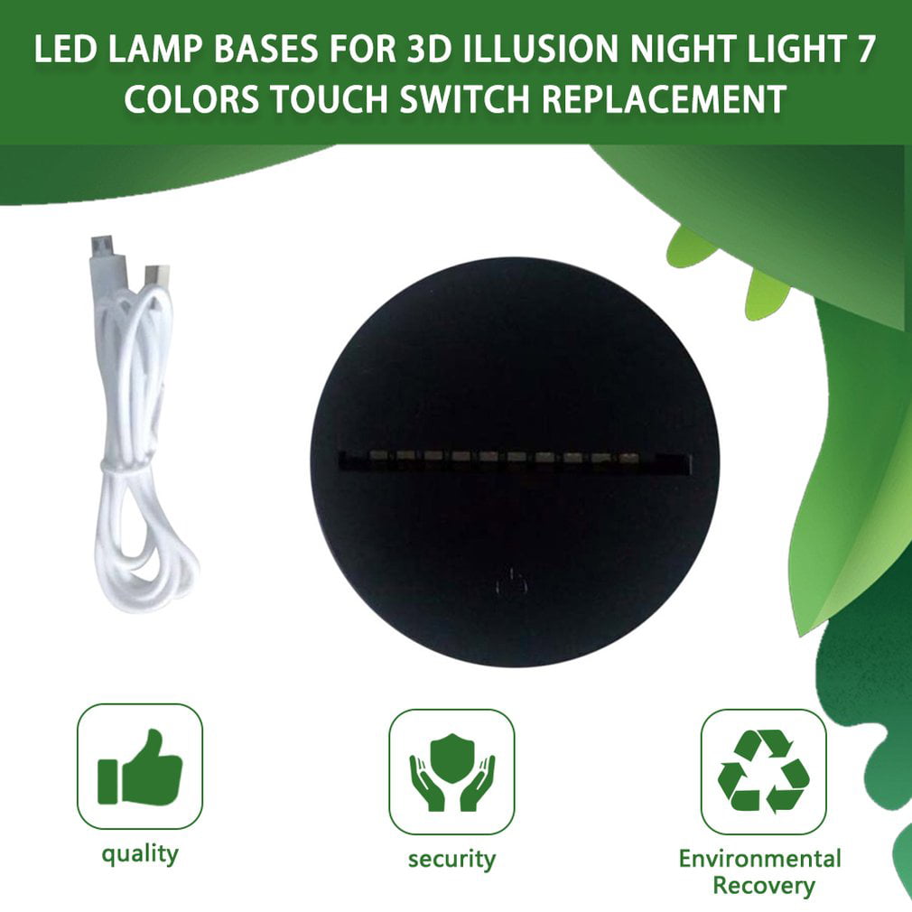 Details about  / Led Lamp Touch Bases 3d Illusion Night Light 7 Colors Switch Replacement Base