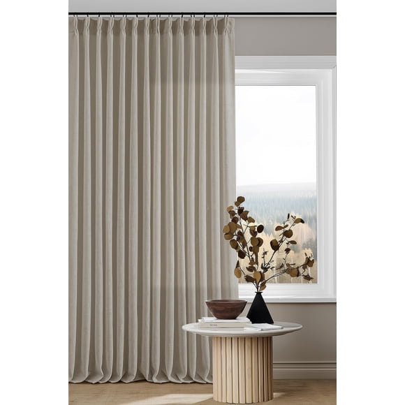 Cortinas TWODRAPES Pinch Pleat de lino, 260 x 260 cm, 2 paneles, color marrón